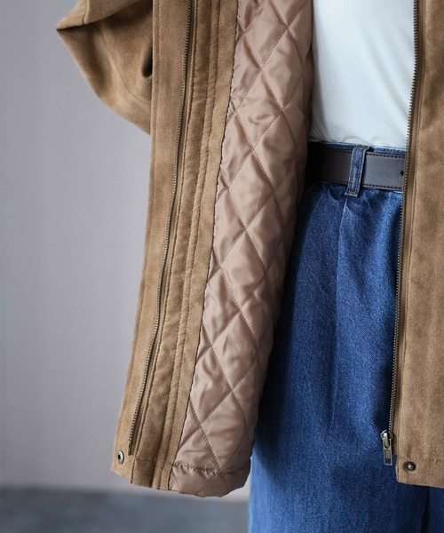 Riberry(リベリー)の「フェイクレザー切替中綿スエードブルゾン(ブルゾン・レディース・ブラウン/キャメル・FREE)」の20枚目の写真