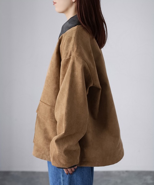 Riberry(リベリー)の「フェイクレザー切替中綿スエードブルゾン(ブルゾン・レディース・ブラウン/キャメル・FREE)」の22枚目の写真