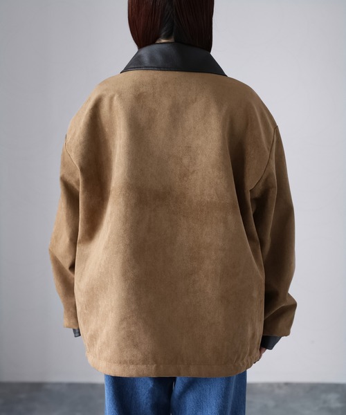 Riberry(リベリー)の「フェイクレザー切替中綿スエードブルゾン(ブルゾン・レディース・ブラウン/キャメル・FREE)」の21枚目の写真