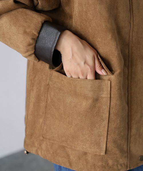 Riberry(リベリー)の「フェイクレザー切替中綿スエードブルゾン(ブルゾン・レディース・ブラウン/キャメル・FREE)」の19枚目の写真