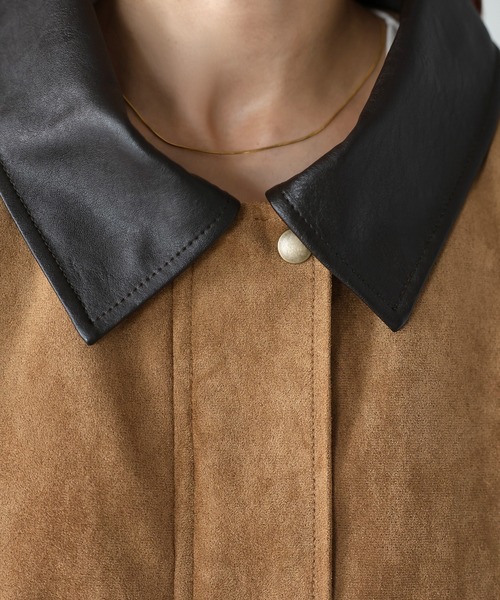 Riberry(リベリー)の「フェイクレザー切替中綿スエードブルゾン(ブルゾン・レディース・ブラウン/キャメル・FREE)」の18枚目の写真