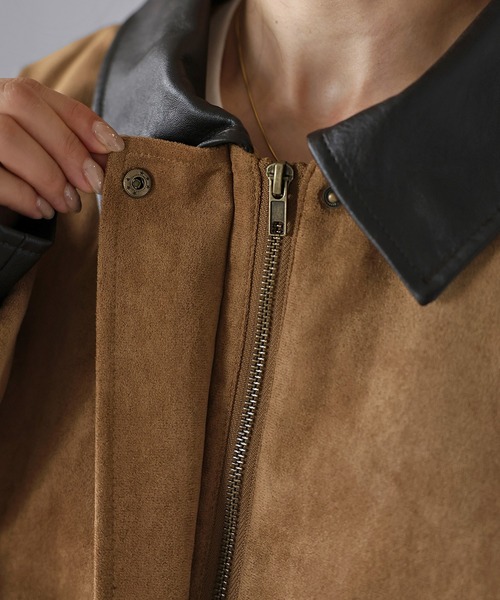 Riberry(リベリー)の「フェイクレザー切替中綿スエードブルゾン(ブルゾン・レディース・ブラウン/キャメル・FREE)」の17枚目の写真