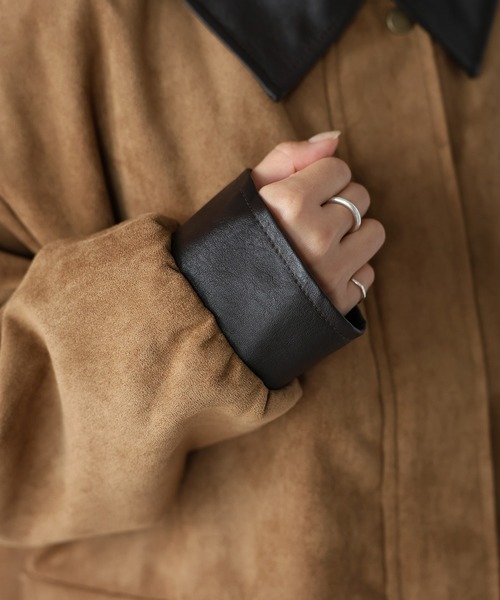 Riberry(リベリー)の「フェイクレザー切替中綿スエードブルゾン(ブルゾン・レディース・ブラウン/キャメル・FREE)」の16枚目の写真