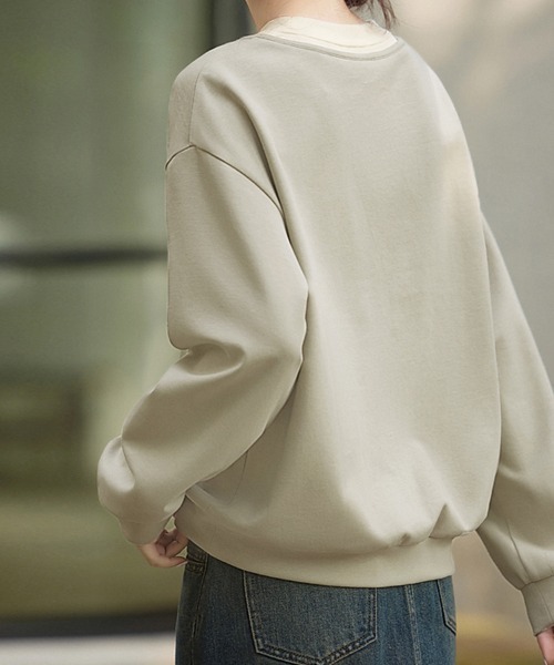ONEP STAR(ワンピスター)の「ラウンドネックボタン付きネックライントップス(Tシャツ/カットソー・レディース・ライトカーキ・MEDIUM/X-LARGE/LARGE)」の4枚目の写真
