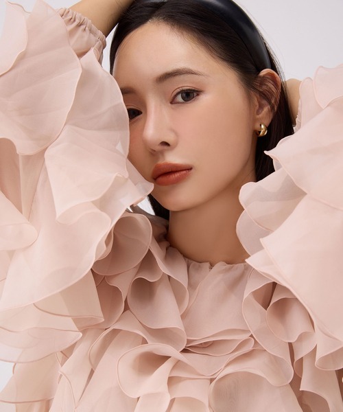 EIMY ISTOIRE(エイミーイストワール)の「ラッフルデザインブラウス(シャツ/ブラウス・レディース・ピンクベージュ/ホワイト・F)」の9枚目の写真