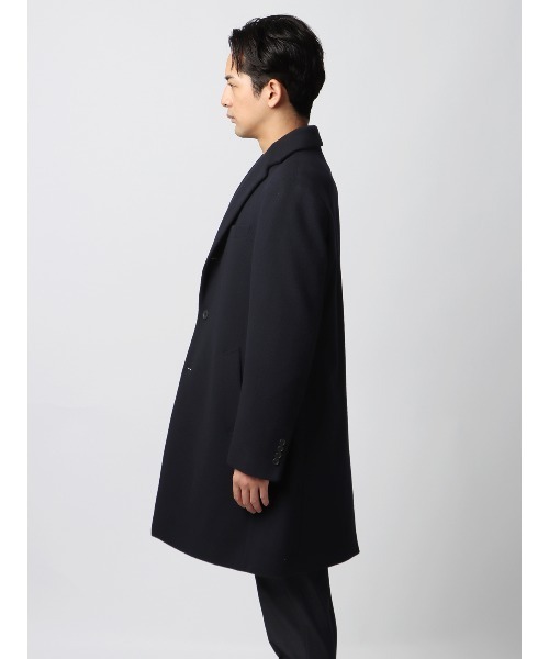 スマみえチェスターコート ストレッチ ウールライクビーバー