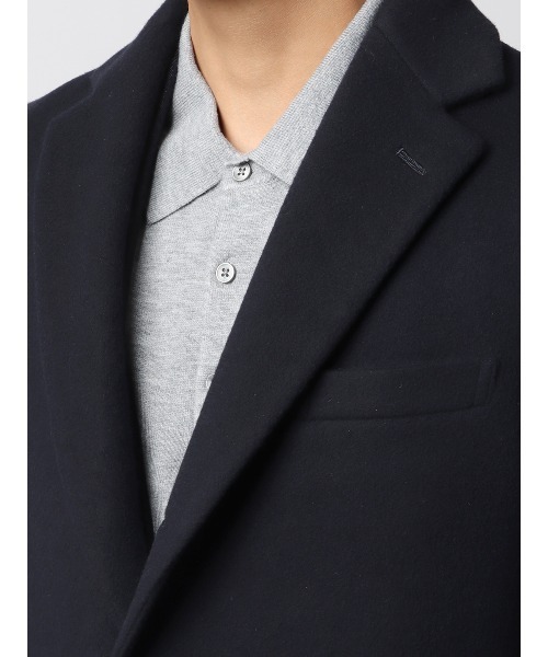 セール】スマみえチェスターコート ストレッチ ウールライクビーバー