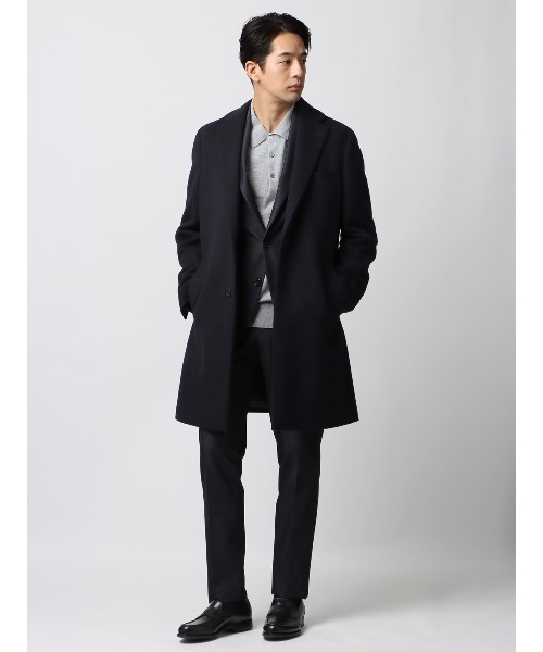 SUIT SQUARE（スーツスクエア）の「スマみえチェスターコート ストレッチ ウールライクビーバー（チェスターコート・メンズ・ブラック/ネイビー・L/M/S/LL）」の4枚目の写真