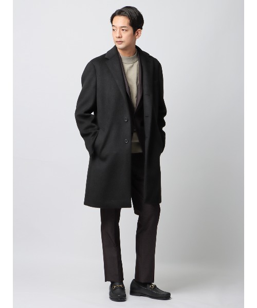 スマみえチェスターコート ストレッチ ウールライクビーバー スマみえチェスターコート ストレッチ ウールライクビーバー
