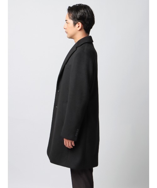 セール】スマみえチェスターコート ストレッチ ウールライクビーバー