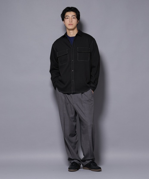 NANO universe（ナノユニバース）の「ストレッチツイルフラップポケットシャツ（シャツ/ブラウス・メンズ・ブラック/ベージュ/チャコール・L/M）」の22枚目の写真