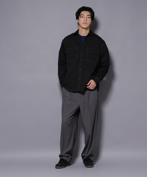 NANO universe（ナノユニバース）の「ストレッチツイルフラップポケットシャツ（シャツ/ブラウス・メンズ・ブラック/ベージュ/チャコール・L/M）」の21枚目の写真