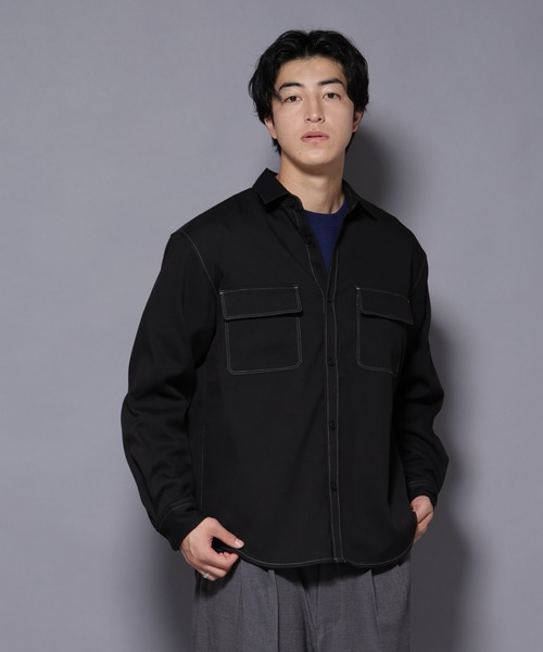 NANO universe（ナノユニバース）の「ストレッチツイルフラップポケットシャツ（シャツ/ブラウス・メンズ・ブラック/ベージュ/チャコール・L/M）」の18枚目の写真