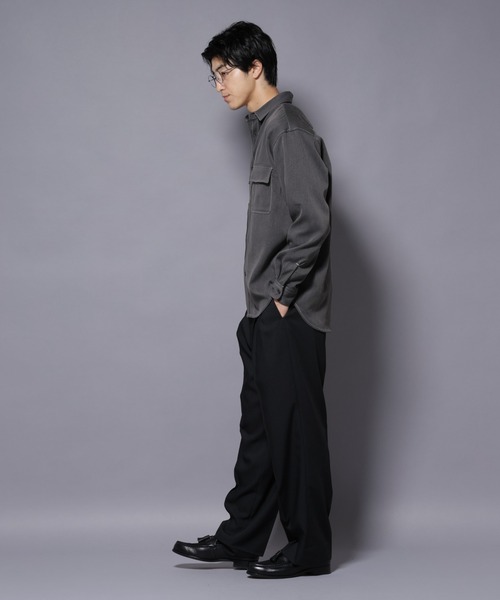 NANO universe（ナノユニバース）の「ストレッチツイルフラップポケットシャツ（シャツ/ブラウス・メンズ・ブラック/ベージュ/チャコール・L/M）」の9枚目の写真