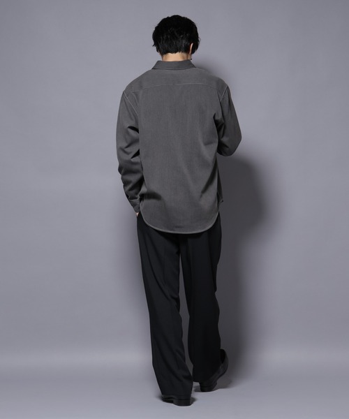 NANO universe（ナノユニバース）の「ストレッチツイルフラップポケットシャツ（シャツ/ブラウス・メンズ・ブラック/ベージュ/チャコール・L/M）」の10枚目の写真