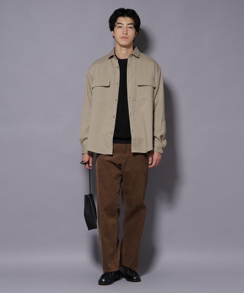 NANO universe（ナノユニバース）の「ストレッチツイルフラップポケットシャツ（シャツ/ブラウス・メンズ・ブラック/ベージュ/チャコール・L/M）」の14枚目の写真