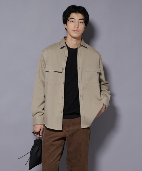 NANO universe（ナノユニバース）の「ストレッチツイルフラップポケットシャツ（シャツ/ブラウス・メンズ・ブラック/ベージュ/チャコール・L/M）」の11枚目の写真