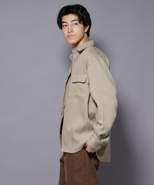 NANO universe（ナノユニバース）の「ストレッチツイルフラップポケットシャツ（シャツ/ブラウス・メンズ・ブラック/ベージュ/チャコール・L/M）」の12枚目の写真
