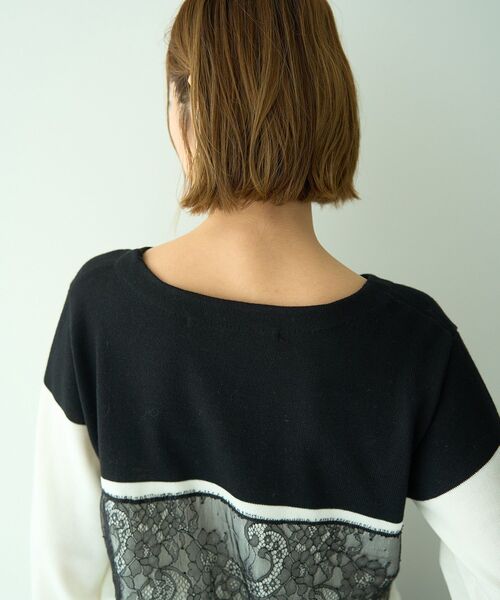 YECCA VECCA（イェッカヴェッカ）の「バイカラーレースニット（ニット/セーター・レディース・ブラック/ライトブルー/チャコールグレー・FREE）」の22枚目の写真