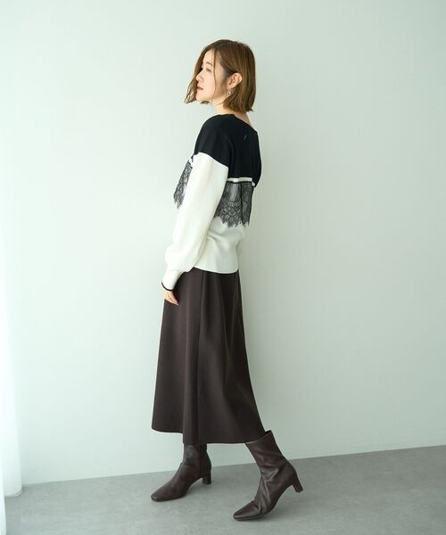 YECCA VECCA（イェッカヴェッカ）の「バイカラーレースニット（ニット/セーター・レディース・ブラック/ライトブルー/チャコールグレー・FREE）」の17枚目の写真