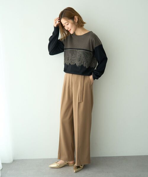 YECCA VECCA（イェッカヴェッカ）の「バイカラーレースニット（ニット/セーター・レディース・ブラック/ライトブルー/チャコールグレー・FREE）」の20枚目の写真