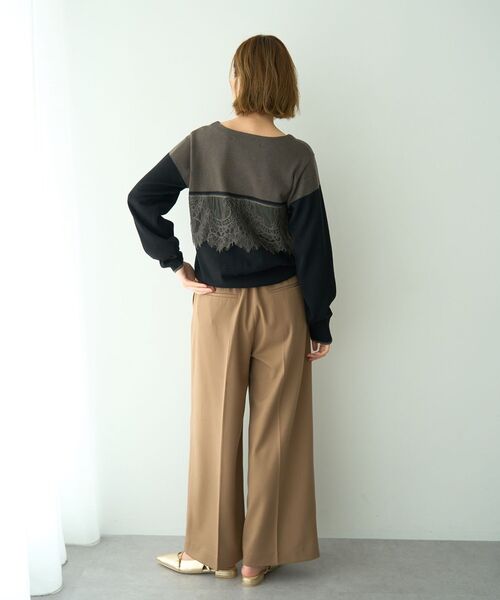 YECCA VECCA（イェッカヴェッカ）の「バイカラーレースニット（ニット/セーター・レディース・ブラック/ライトブルー/チャコールグレー・FREE）」の12枚目の写真