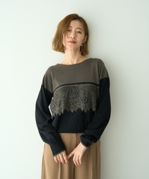 YECCA VECCA | バイカラーレースニット(ニット/セーター)