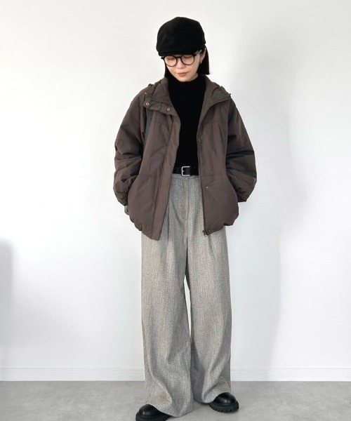 LBC（エルビーシー）の「スタンドネックワッシャー中綿ブルゾン（ブルゾン・レディース・ブラック/グレイッシュベージュ/ダークブラウン・M/L）」の8枚目の写真