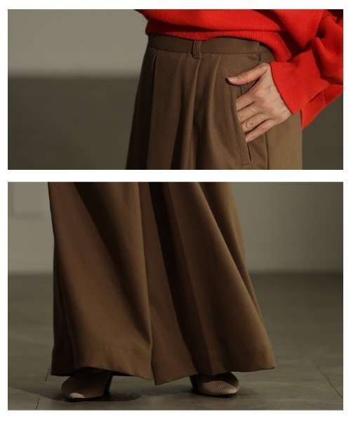 Sawa a la mode(サワアラモード)の「フロントタックワイドパンツ(その他パンツ・レディース・ブラック/チャコールグレー/ベージュ系その他・FREE)」の7枚目の写真