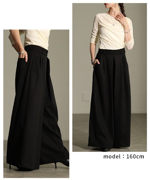 Sawa a la mode(サワアラモード)の「フロントタックワイドパンツ(その他パンツ・レディース・ブラック/チャコールグレー/ベージュ系その他・FREE)」の12枚目の写真