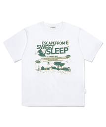 スウィートスリッププリントオーバーサイズ半袖Tシャツホワイト