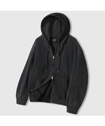 LEMAIN SECOND（リメインセカンド）の「ヴィンテージピグメント2WAYオーバーサイズフードジップアップ[チャコール]（パーカー）」