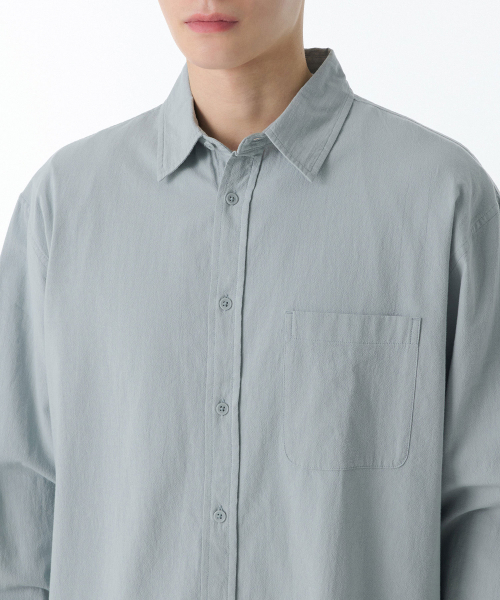 MUSINSA STANDARD（ムシンサスタンダード）の「リラックスドナチュラルタッチシャツ [ミントグレー]（シャツ/ブラウス・メンズ・その他・X-LARGE/XX-LARGE/SMALL/MEDIUM/LARGE）」の3枚目の写真