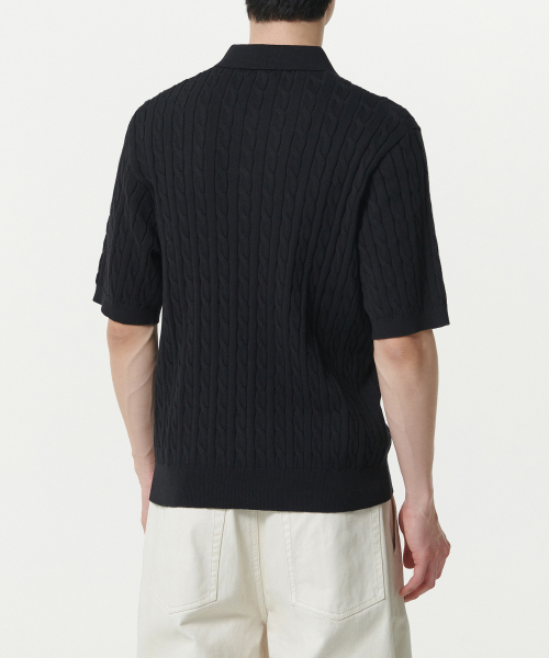 MUSINSA STANDARD（ムシンサスタンダード）の「ケーブルニットポロシャツ[ブラック]（ニット/セーター・メンズ・その他・XX-LARGE/LARGE/MEDIUM/SMALL/X-LARGE）」の3枚目の写真