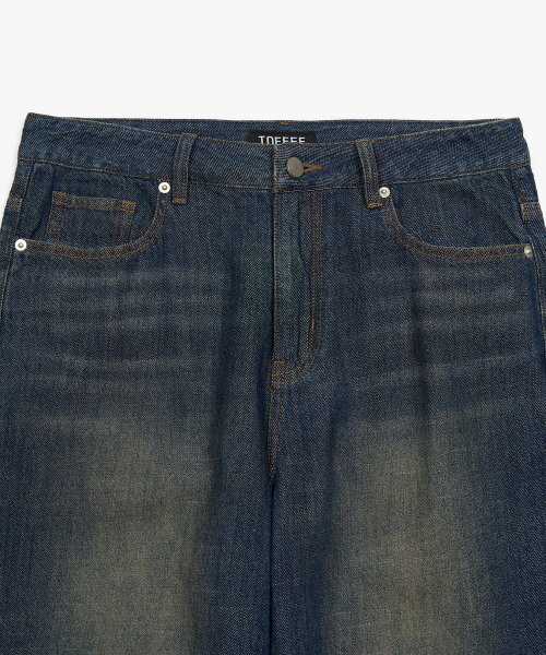 TOFFEE(トフィー)の「SL01 サマー デニム ワイドパンツ (WASHED DEEP INDIGO)(デニムパンツ・メンズ・その他・SMALL/MEDIUM/LARGE/X-LARGE)」の4枚目の写真