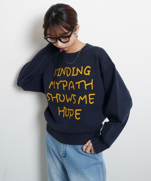 Chillfar（チルファー）の「レタリングカラフルロゴニット（ニット/セーター・レディース・レッド/アイボリー/グレー/ネイビー系/イエロー・FREE）」の15枚目の写真