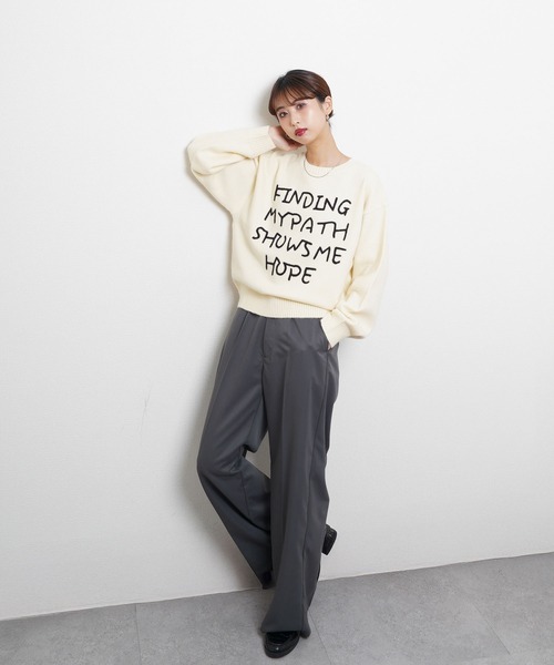 Chillfar（チルファー）の「レタリングカラフルロゴニット（ニット/セーター・レディース・レッド/アイボリー/グレー/ネイビー系/イエロー・FREE）」の16枚目の写真