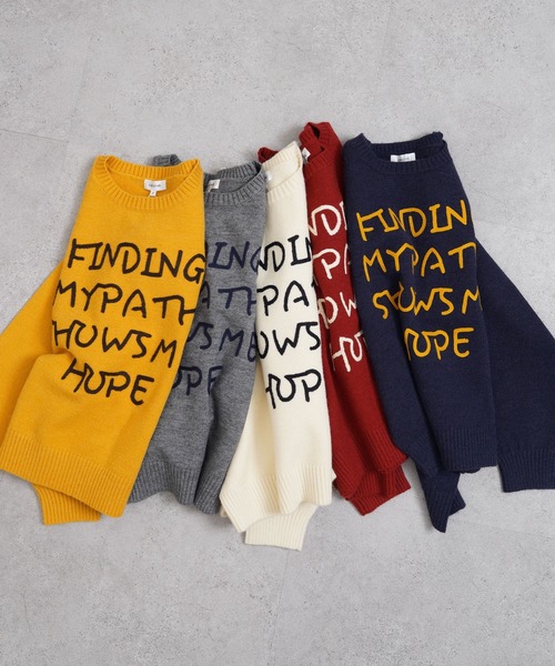 Chillfar（チルファー）の「レタリングカラフルロゴニット（ニット/セーター・レディース・レッド/アイボリー/グレー/ネイビー系/イエロー・FREE）」の9枚目の写真