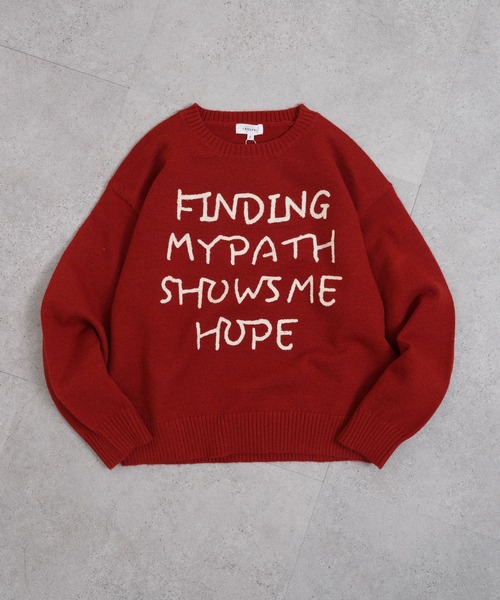 Chillfar（チルファー）の「レタリングカラフルロゴニット（ニット/セーター・レディース・レッド/アイボリー/グレー/ネイビー系/イエロー・FREE）」の11枚目の写真