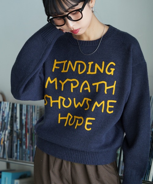 Chillfar（チルファー）の「レタリングカラフルロゴニット（ニット/セーター・レディース・レッド/アイボリー/グレー/ネイビー系/イエロー・FREE）」の19枚目の写真