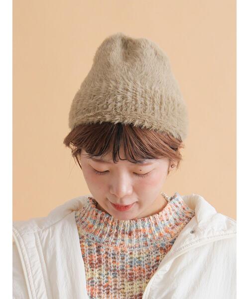 ehka sopo（エヘカソポ）の「シャギーワッチキャップ（ニットキャップ/ビーニー・レディース・キナリ/ベージュ/グレー・F）」の3枚目の写真
