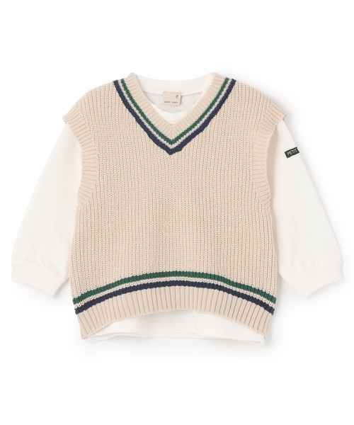 petit main（プティマイン）の「【ウォッシャブル】ニットベストセット（アンサンブル・キッズ・モカ/ブラック/アイボリー・110cm/120cm/100cm/90cm/130cm/80ｃｍ）」の2枚目の写真