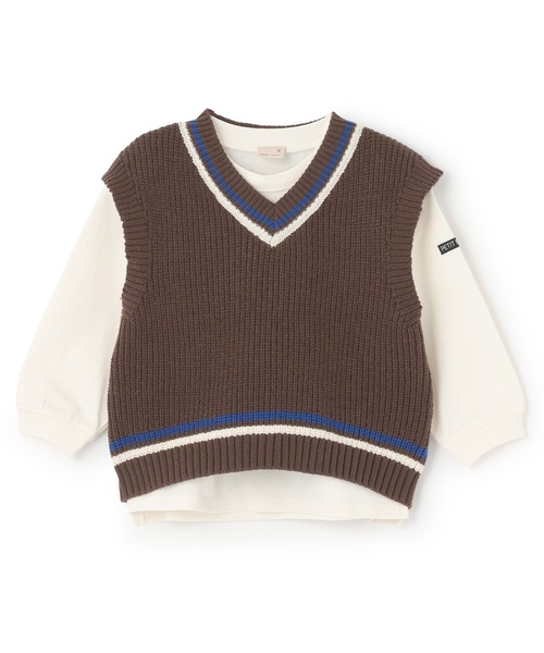 petit main（プティマイン）の「【ウォッシャブル】ニットベストセット（アンサンブル・キッズ・モカ/ブラック/アイボリー・110cm/120cm/100cm/90cm/130cm/80ｃｍ）」の7枚目の写真
