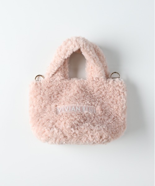 Right-on（ライトオン）の「【VIVIAN BLUE】2WAYボアショルダートートバッグ (可愛いデザイン / 軽量 / 保温性 / 肌触り抜群)（トートバッグ・キッズ・ピンク/オフホワイト/サックスブルー・ONE SIZE）」の9枚目の写真