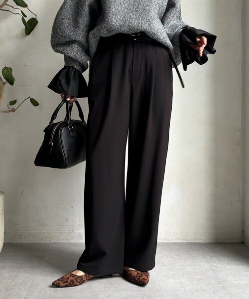 DouDou（ドゥドゥ）の「裏起毛4WAYストレッチパンツ（その他パンツ・レディース・ブラウン/アイボリー/ブラック・FREE）」の3枚目の写真