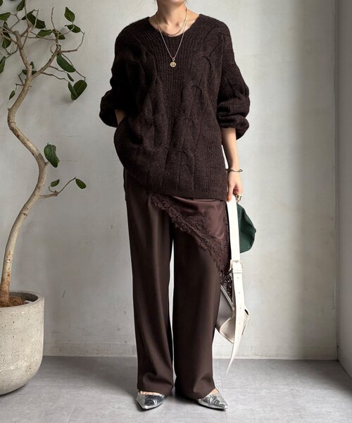 DouDou（ドゥドゥ）の「裏起毛4WAYストレッチパンツ（その他パンツ・レディース・ブラウン/アイボリー/ブラック・FREE）」の14枚目の写真