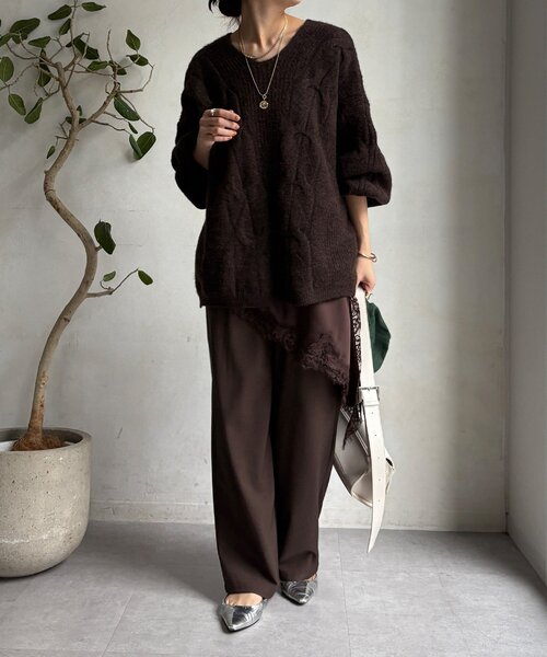 DouDou（ドゥドゥ）の「裏起毛4WAYストレッチパンツ（その他パンツ・レディース・ブラウン/アイボリー/ブラック・FREE）」の15枚目の写真