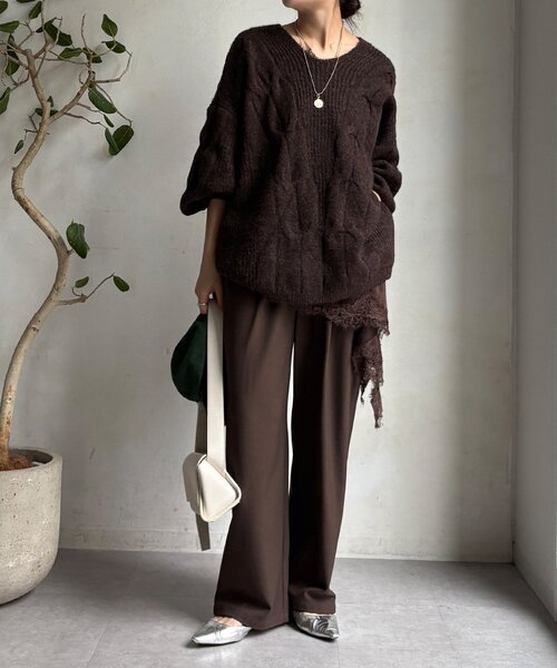 DouDou（ドゥドゥ）の「裏起毛4WAYストレッチパンツ（その他パンツ・レディース・ブラウン/アイボリー/ブラック・FREE）」の16枚目の写真