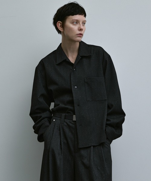 remer（リメール）の「LOOSE BASIC SHIRT "LAME HERRINGBONE" / ルーズベーシックシャツラメヘリンボーン【短丈】（シャツ/ブラウス・メンズ・ブラック・SMALL/MEDIUM/LARGE）」の6枚目の写真