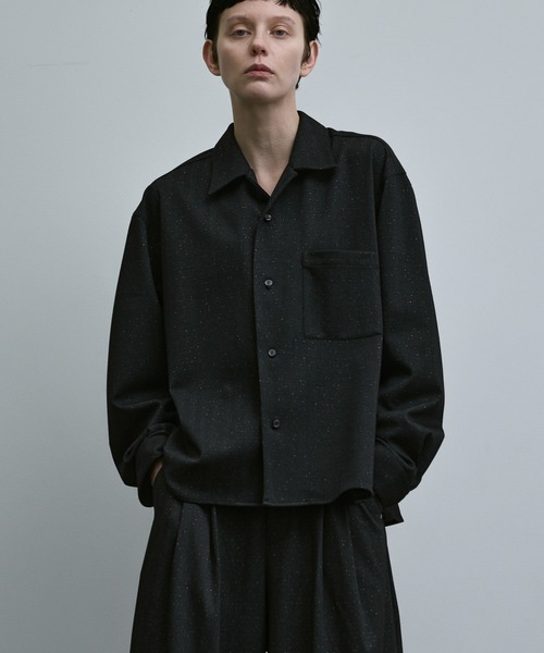 remer（リメール）の「LOOSE BASIC SHIRT "LAME HERRINGBONE" / ルーズベーシックシャツラメヘリンボーン【短丈】（シャツ/ブラウス・メンズ・ブラック・SMALL/MEDIUM/LARGE）」の5枚目の写真